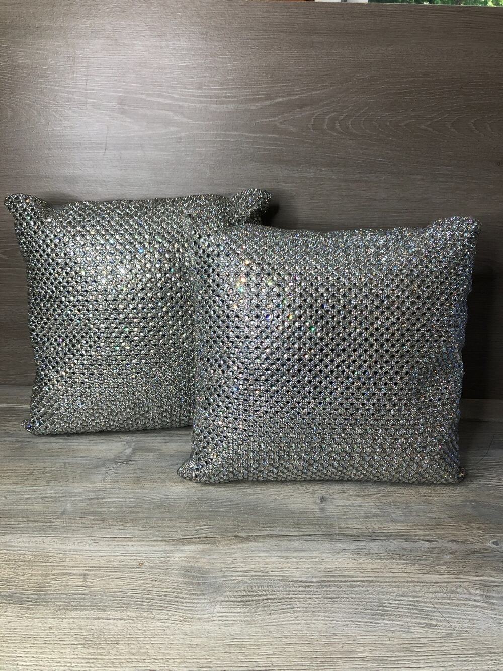 2 Sparkles Home Rhinestone Montaigne Glass Jeweled Crystals Decorative Pillow